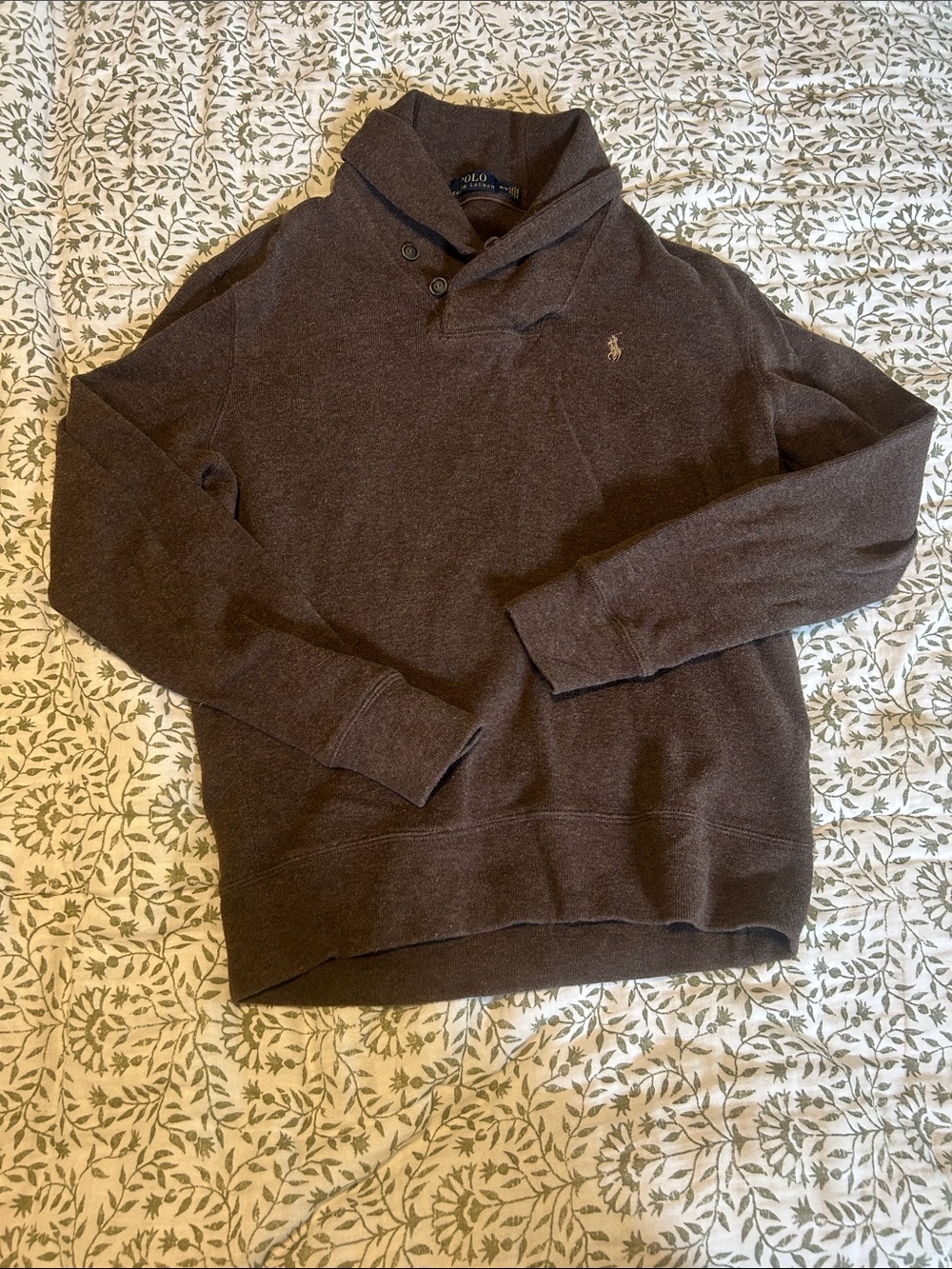 Polo by Ralph Lauren Men’s Dark Brown Shawl-Neck Pullover Sweater